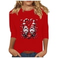 thumbnail image 1 of Staron Liquidation T-Shirts de la Saint-Valentin pour Femmes Col Rond Manches 3/4 Hauts Cadeaux de la Saint-Valentin Mode Décontractée Chemisiers Cœur de la Saint-Valentin, 1 of 4