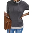 thumbnail image 6 of HUBERY Women Drwastring Pocket Stand Collar Long Sleeves Sweatshirt, 6 of 7