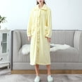 thumbnail image 2 of Womens Bath Robe Solid Color Thickened Long Coral Fleece With Pocket Plus Size Women Pjs,Yellow,XL, 2 of 4