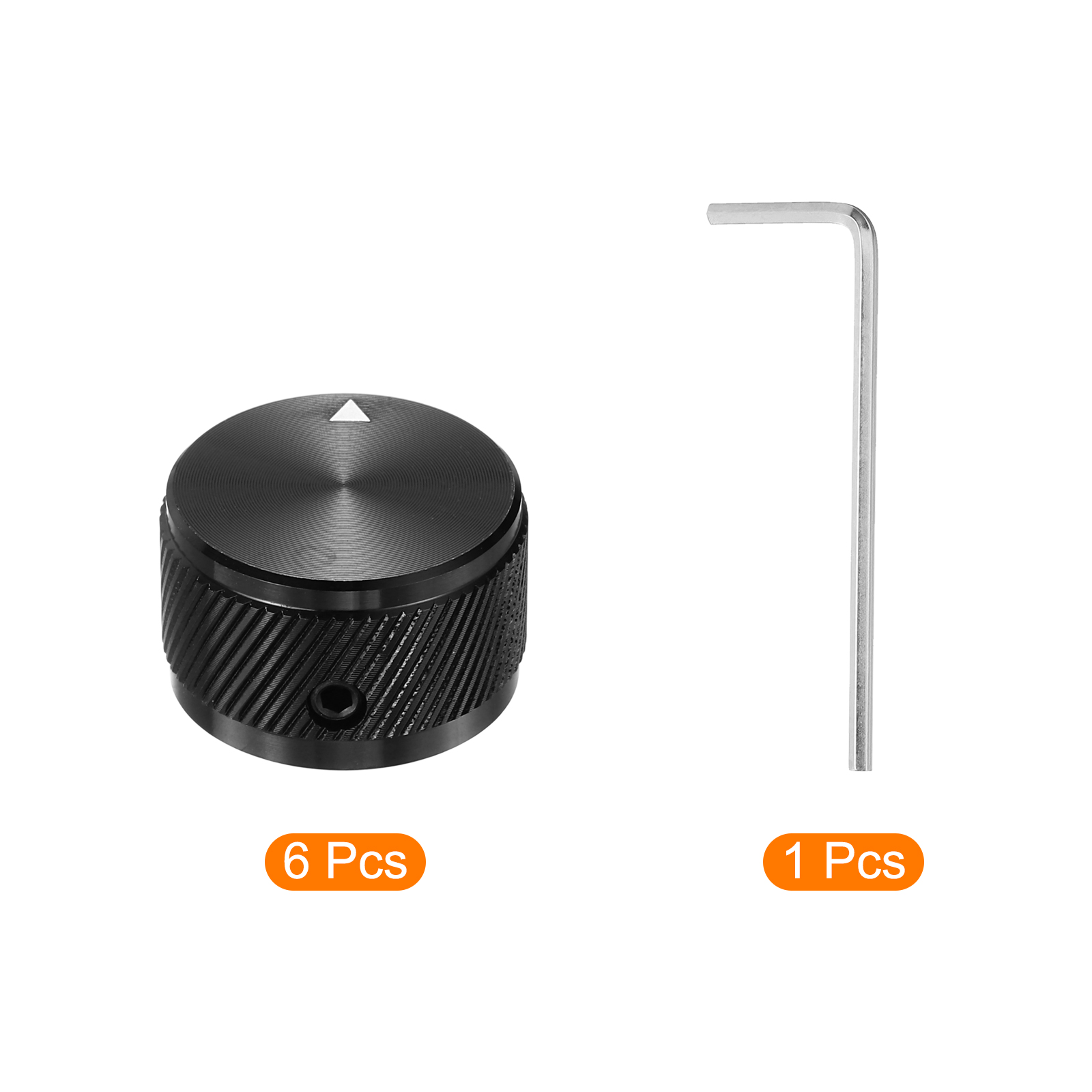 Uxcell 6 Pcs Aluminium Potentiometer Knobs, 1/4" (6mm) Universal Volume Tone Control Knobs for Guitar, Bass, Twill 5/8" Black