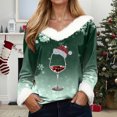 thumbnail image 2 of Splozh Fall Outfits for Women 2025 Trendy Women Fashionable Winter Christmas Printed V Neck Long Sleeved Corset T Shirt Top Dark Green,3XL, 2 of 5