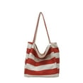 thumbnail image 2 of Zunfee Women's Red Striped Canvas Tote Bag - Eco-Friendly Reusable, Oversized Free Size for Shopping, Beach, Work - Durable, Machine-Washable, Stylish Everyday Bag, 2 of 7