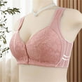 thumbnail image 4 of SMihono No Underwire Lace Bras for Women Sponge Cup Front Closure Bras for Seniors Plus Size Full Coverage Bras No Wire Bras Pink 20, 4 of 9