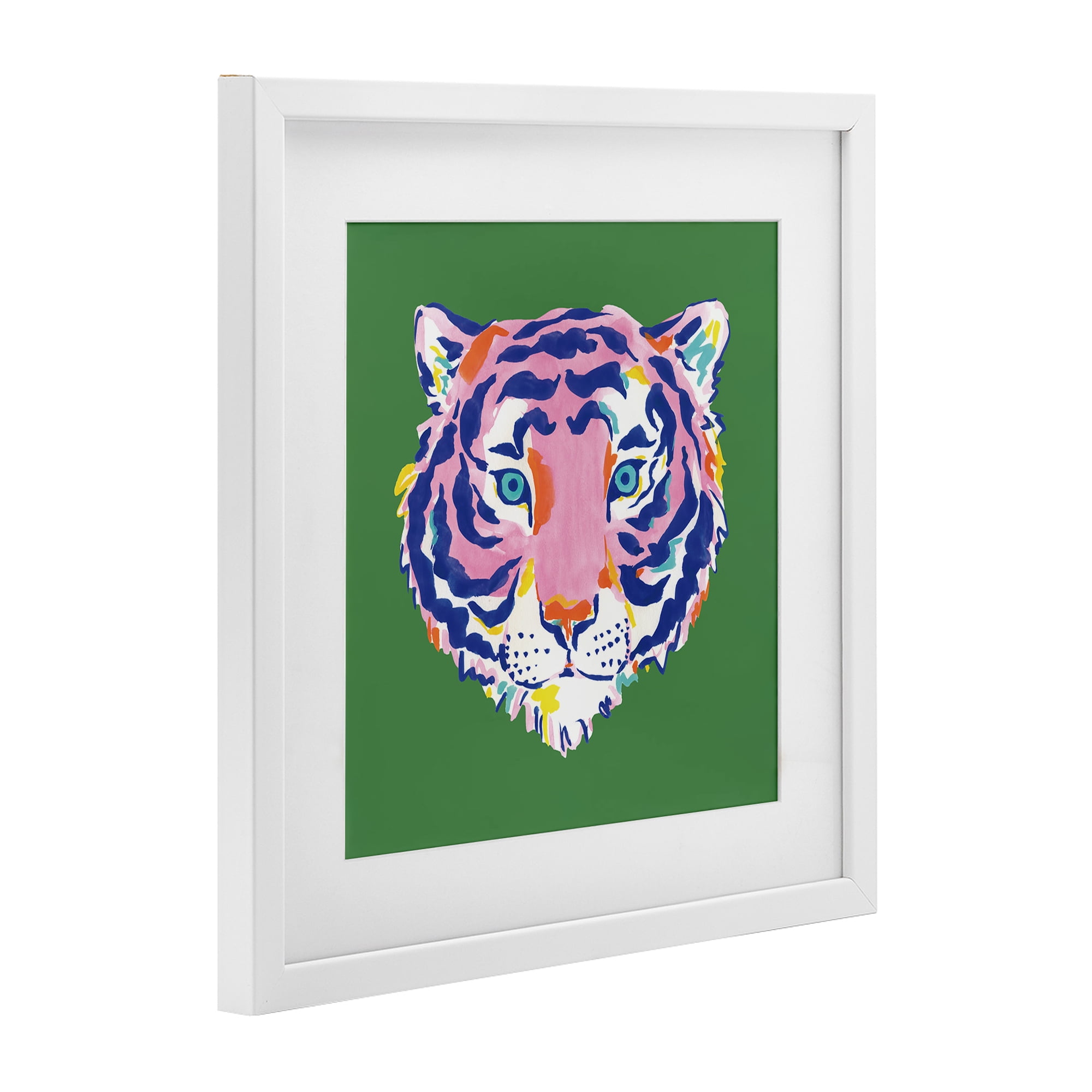 Stupell Industries Exotic Boho Tiger Face White Framed Print Under Glass, design by Karolina Sato