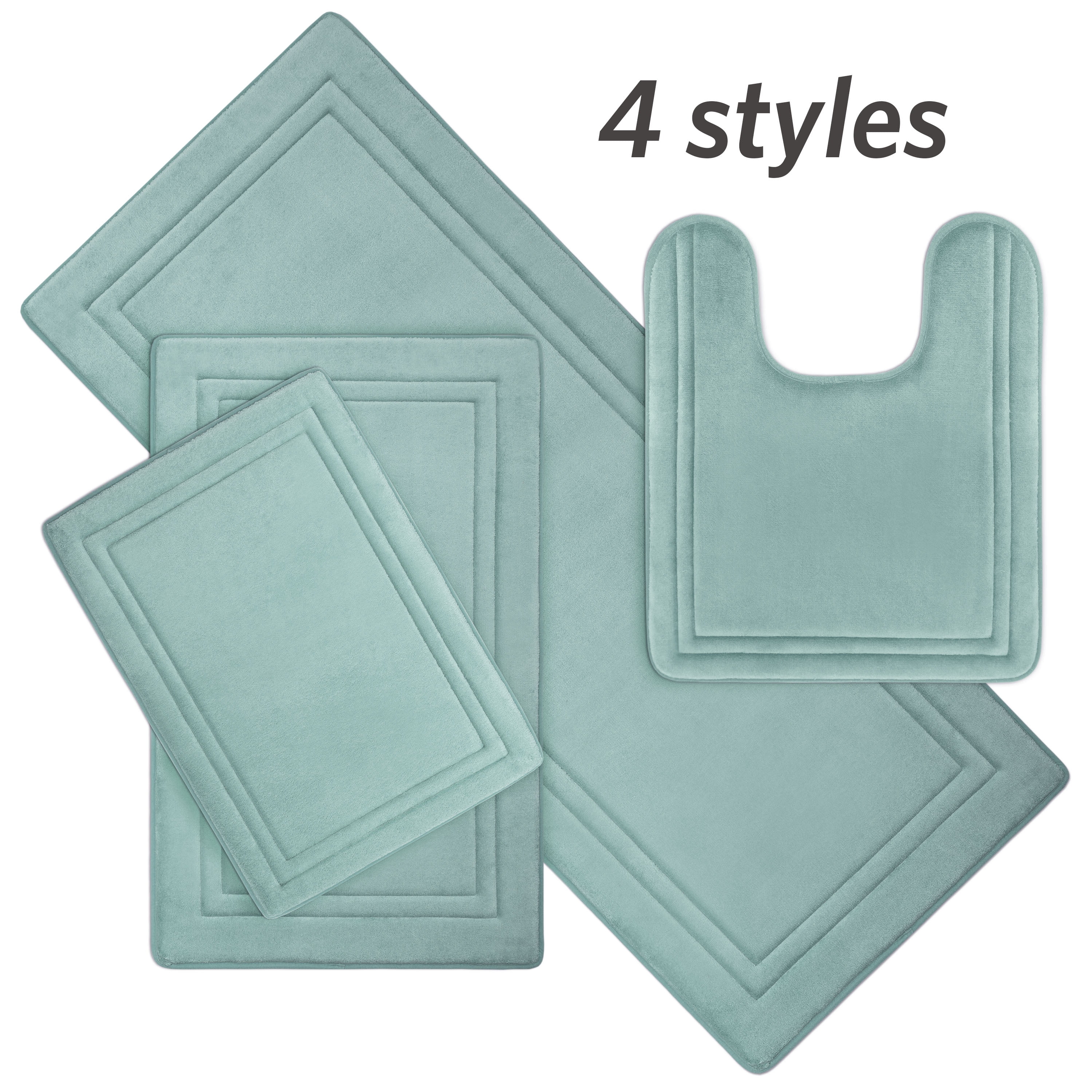 Microdry Quick Drying Memory Foam Framed Contour Bath Mat with GripTex Skid-Resistant Base, 21" x 24", Blue
