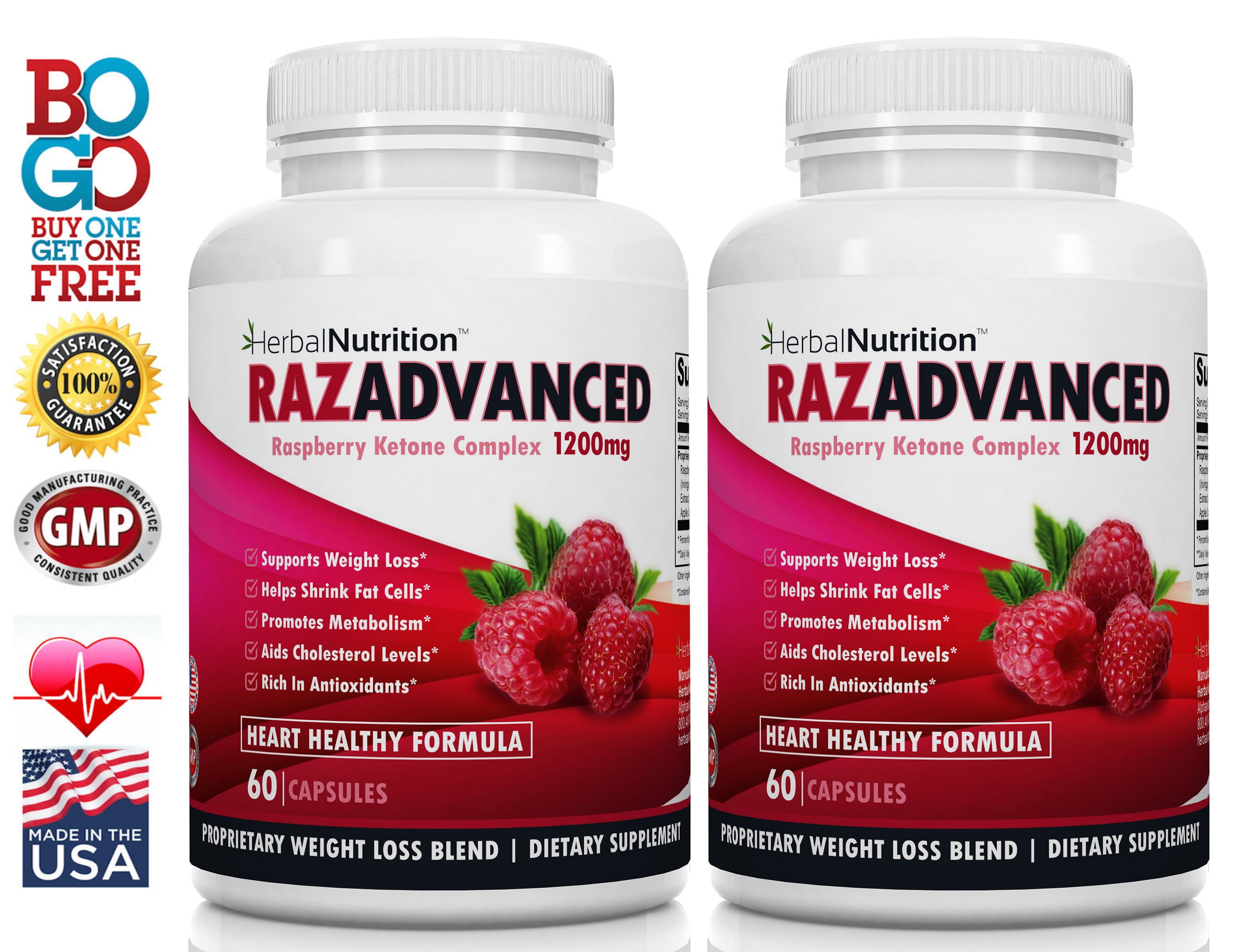 Raspberry Ketones Weight Loss Complex Two Bottle Pack 60 Count 1200mg