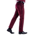 thumbnail image 2 of Mens Tuxedo Velvet Dress Pants, Solid With Satin Side Stripe Open Bottom Trousers For Graduations, Prom, Weddings, Etc, 2 of 3