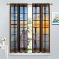 thumbnail image 4 of Landscape Curtains,Nature 3D Scenery View Window Treatments for Living Room, Rustic Bridge Lake Birds Curtain 2 Panels,52x84 Inch, 4 of 6