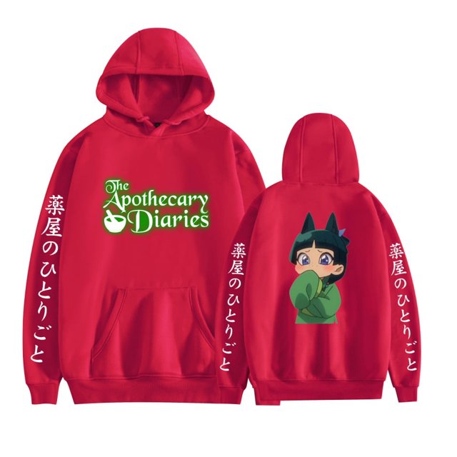 Leveorch Nouveau Marchandise d'Anime The Apothecary Diaries Cosplay Chandail à Capuchon Coupe Décontractée Impression Unisexe,3TG,Rouge