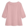 thumbnail image 4 of Vekome 3/4 Sleeve Tops for Women Plus Size Shirts Collared Casual Tee Shirts Solid Color Summer Pullover Tops Pink XL, 4 of 5