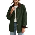 thumbnail image 2 of HCBY Women Corduroy Collar Jacket Button Front Mid Length Barn Coat Utility Workwear with Pockets for Fall Winter, 2 of 9