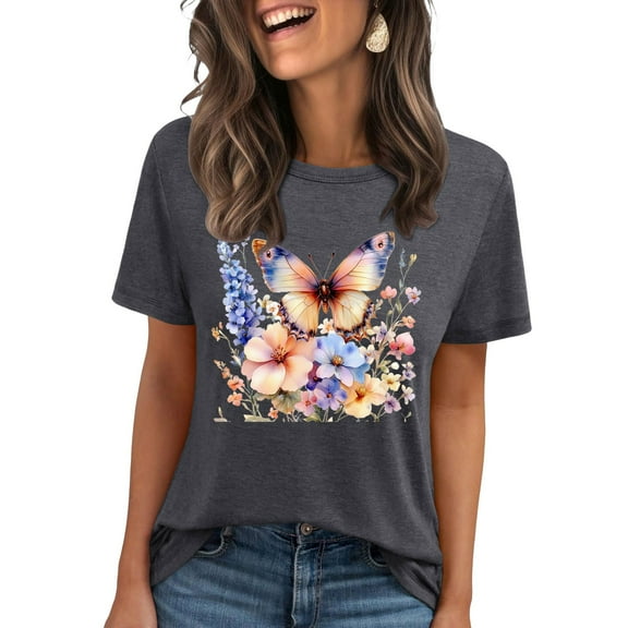 Mgmyaa Graphic Tees for Women Casual Crew Neck Short Sleeve Basic T-Shirt Top