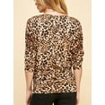 thumbnail image 3 of Made by Johnny Women's Boat Neck 3/4 Sleeve Draped Dolman Top with Side Shirring Premium Shirt XS LEOPARD, 3 of 6