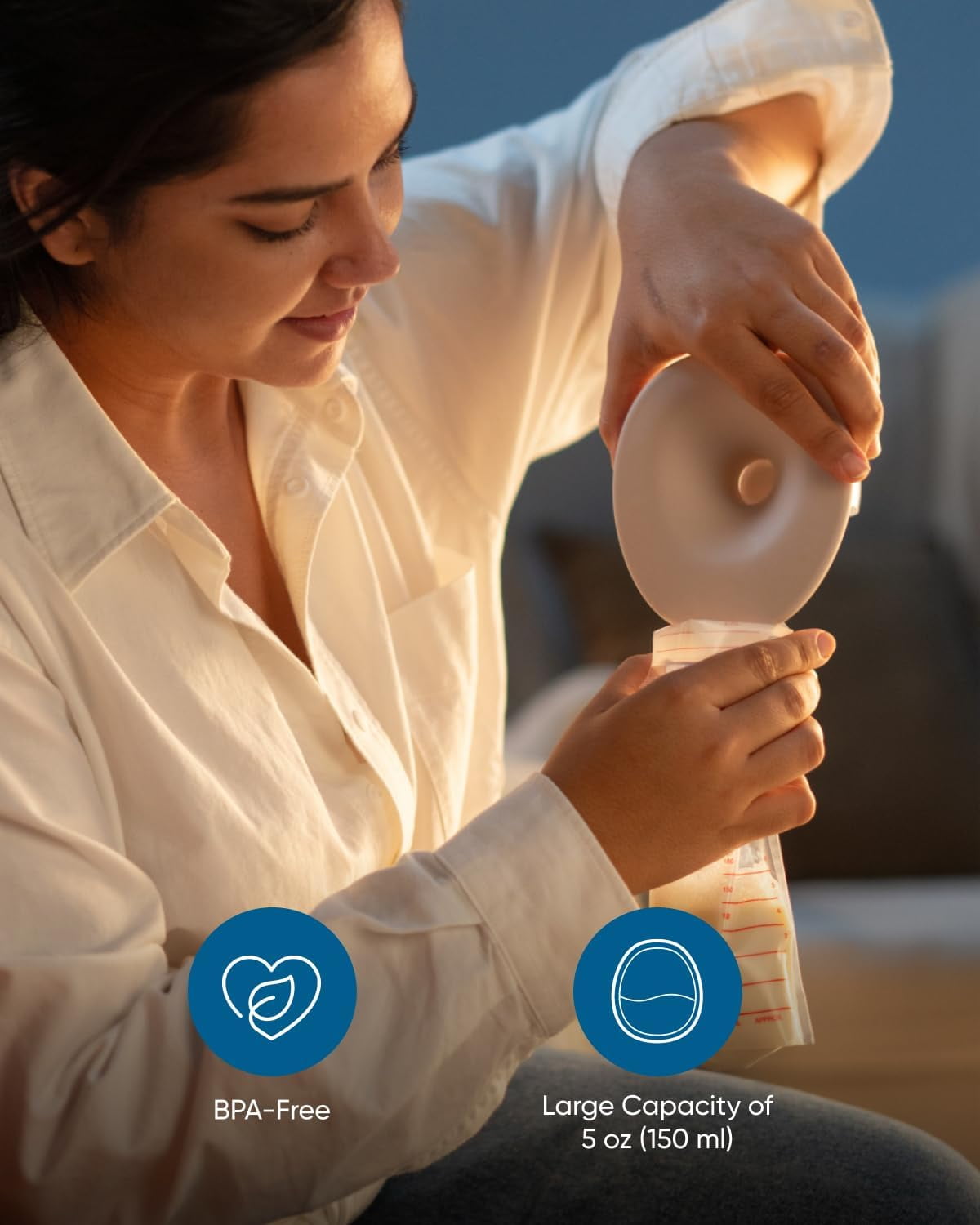 eufy Original Milk Container (2-Pack) for Wearable Breast Pump E20/S1/S1 Pro, BPA-Free Reusable Breast Pump Container Collects Up to 5 oz (150 ml) Each