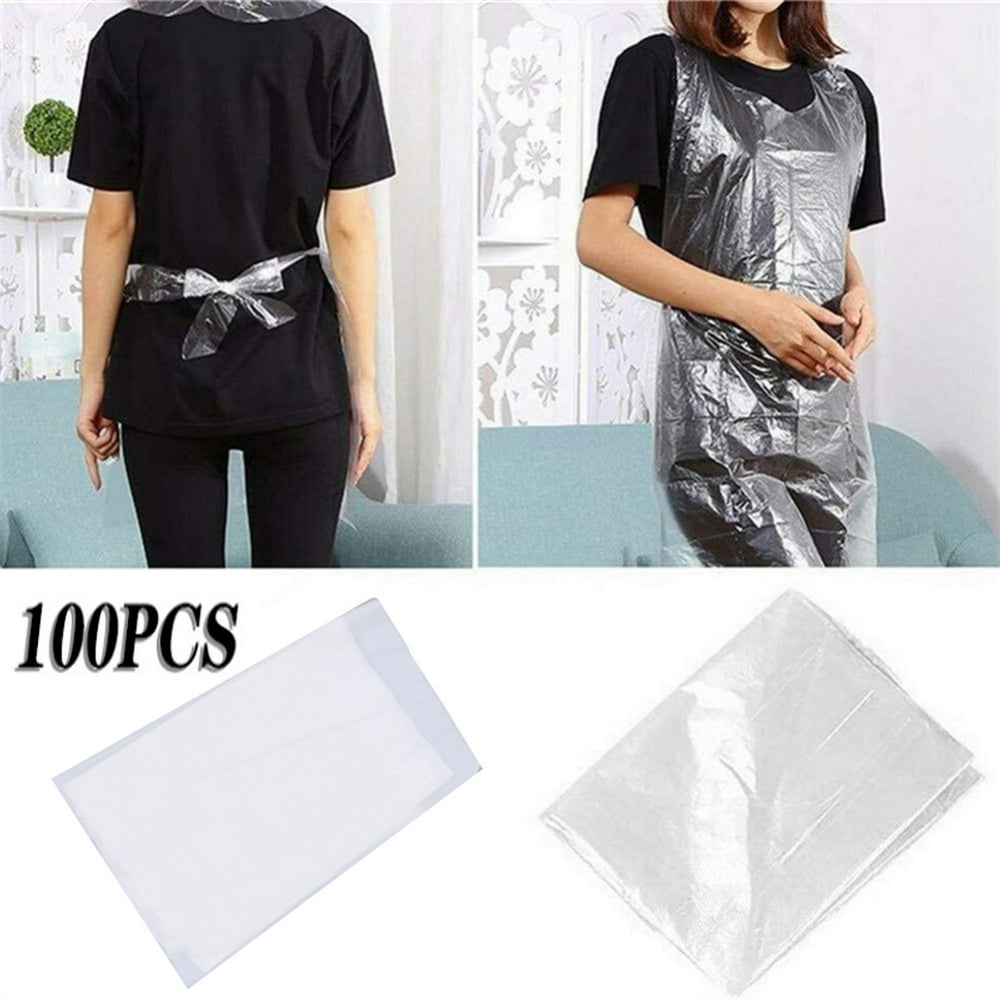 Project Retro 100PCS Disposable White Thick Plastic Apron, Wash Free