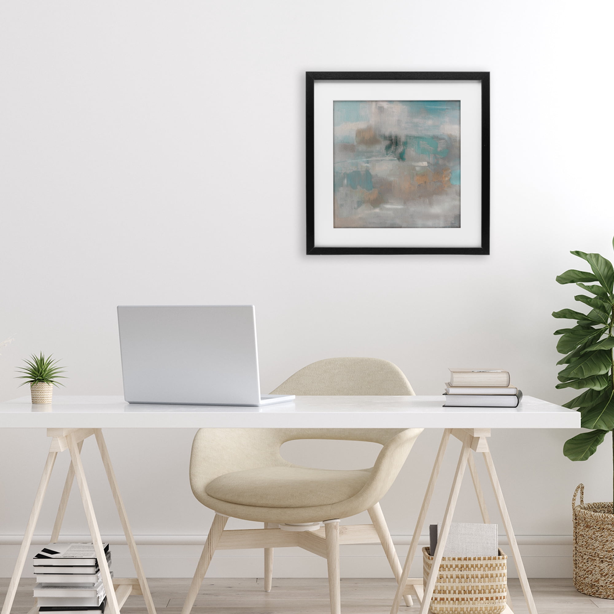 Stupell Industries Serene Soft Abstract Study Black Framed Print Under Glass, design by Sally Swatland
