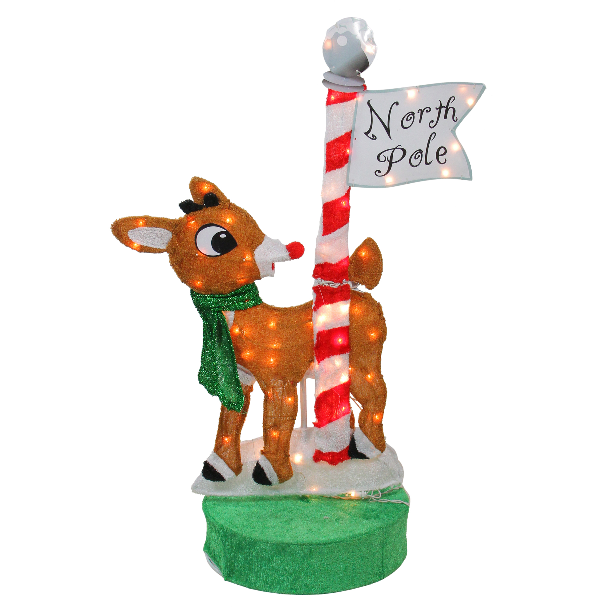Rudolph the Red Nosed Reindeer Christmas 36&quot; Prelit Oscillating North Pole Outdoor Decoration