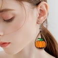thumbnail image 4 of CILENON Pearl New Fall Pumpkin Earrings Cute Earring Hollow Water Drop Wood Eearrings (Orange,One Size), 4 of 6