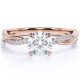 thumbnail image 1 of JeenMata Anillo de Compromiso de 1 Quilate con Diamantes y Moissanita de Talla Redonda Infinita en Oro Rosa de 10 K, 1 of 6