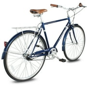 Tracer Osaka Hybrid City Bike for Women, Steel Frame, Shimano 3 Speed, 28 Wheels, Brown Seat Brown Grips Comfort Bike, Commuter - 21 Frame - Blue