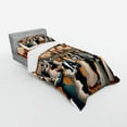 thumbnail image 2 of Ambesonne Cat Bedding Set 3 Pcs, Waltz Dancing Kitty Couples, Twin, Petrol Blue and Orange, 2 of 2