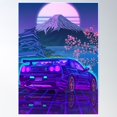 thumbnail image 2 of Copy Of Skyline Gtr R34 Fuji Sakura Vaporwave Car Poster Wall Art, Modern Wall Decor For Living Room Bedroom, 24x36 UNFRAMED, 2 of 3