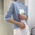 thumbnail image 1 of Femmes Automne et Hiver Mode Coréenne Col Montant Demi-Haut Tricot de Base Manches Longues Ajusté Chandail Tricoté Uni Chandail Hauts Ropa, 1 of 5