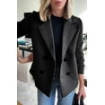 thumbnail image 1 of Women's Spring Wool Blend Double-Breasted Coat Solid Color Regular Fit Long Sleeve Suit Jacket Brown, 1 of 6