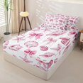 thumbnail image 2 of Manfei Seashell Bowtie Zipper Full Size Comforter Sets with Fitted Sheet and 2 Pillowcases,Coastal Cute Zipper Bedding Set,Pink Reversible,4 Pieces, 2 of 7