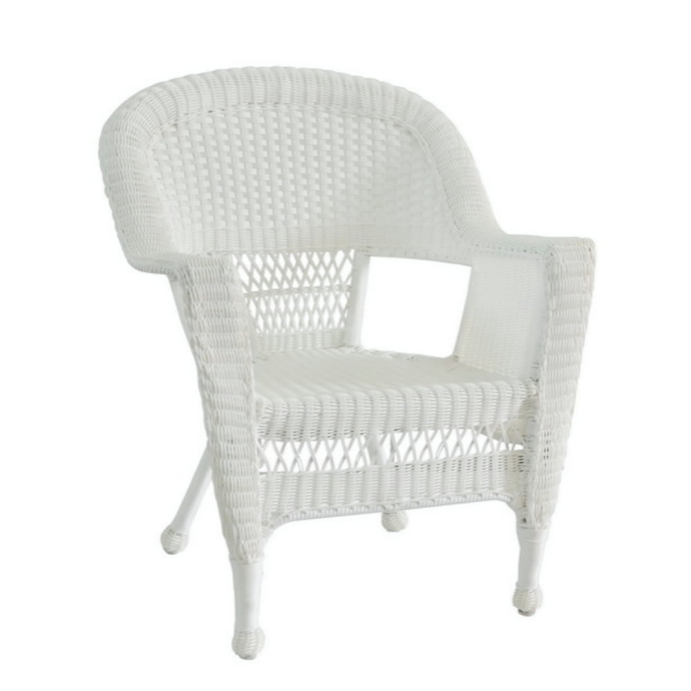 36" White Resin Wicker Outdoor Patio Garden Chair - Walmart.com