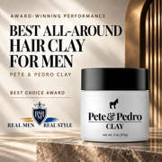 Pete & Pedro CLAY - Medium Hold, Matte Finish Hair Clay Volume & Hold, 2 oz