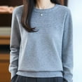 thumbnail image 6 of YueHuiYing Women's Fashion Casual Solid Color Semi-turtle Neck Loose Winter Knitted Sweater Pullover Top, 6 of 6