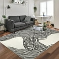 thumbnail image 3 of Area Rug for Living Room, Black Uneven Line Pattern Knot Washable Rug, Modern Print Premium Area Rug - Contemporary No-Shed Neutral Bedroom Rug, Black/White, 3 of 9