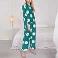 thumbnail image 3 of Yiaed Teal And White Polka Dot Print Pajamas Women's Long Sleeve Sleepwear Soft Button Down Loungewear Pjs Lounge Set Nightwear Womens Pajama Pants-Medium, 3 of 7