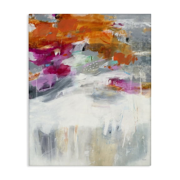 Stupell Industries Modern Bright Sky Grey Ground Orange and Pink Abstract Canvas Art, 24 x 30, by Jill Martin