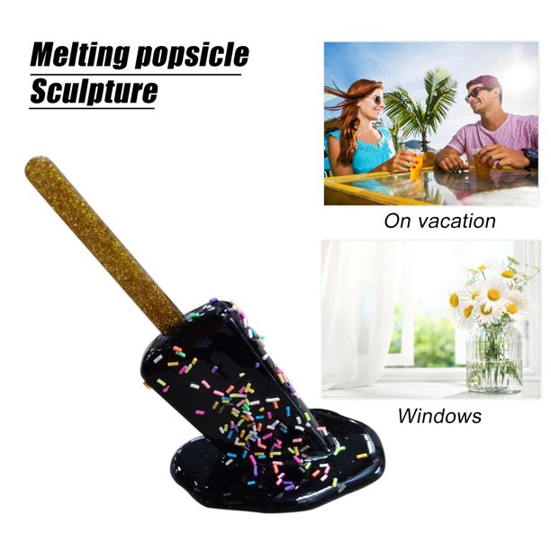 Adornos de resina de helado - Escultura de paleta de fusión artificial (negro) Ndcxsfigh Nuevos Originales