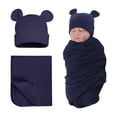 thumbnail image 1 of SNNROO Baby Swaddle Bag Unisex Solid Wrap Sleeping Sack Swaddle Hat Baby Care, 1 of 3