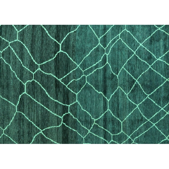 Ahgly Company Indoor Rectangle Oriental Turquoise Blue Modern Area Rugs, 2' x 3'