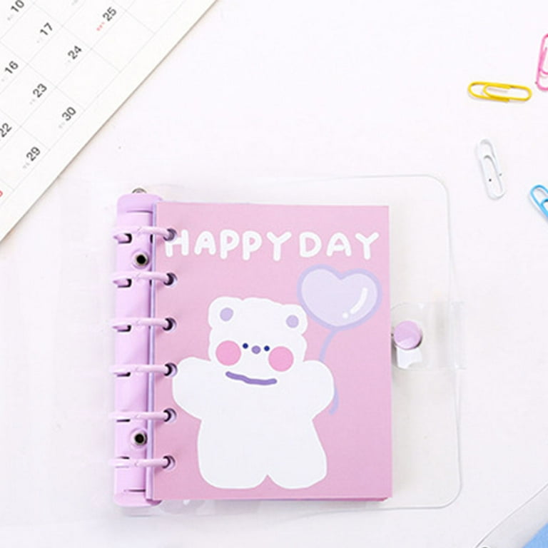 Personal A7 Size 4.3x5.7 Inch 6-Ring Pocket Size Clear Binder Covers Soft  PVC Notebook Round Ring Binder Cover Protector Snap Button Closure Loose