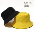 thumbnail image 3 of Sombrero de pescador de doble cara, estilo coreano, sencillo, informal, para hombre, para lavabo, para mujer, de color sólido, con tablero de luz, parasol, sombrero moderno para pareja, 3 of 4