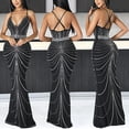thumbnail image 4 of Vestido largo Nagfar con diamantes de imitación para fiesta de cumpleaños, ropa de club, negro, 4 of 6