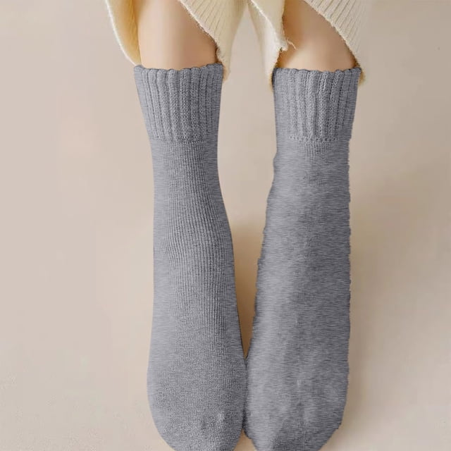 Ohufall Men's And Women's Winter Socks Are Comfortable Breathable Knitted Drawstring Mid Tube Socks