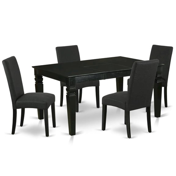 Furnifact Elegant Black Dining Room Table Set – Kitchen Table and Chairs for 4