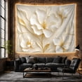 thumbnail image 6 of 3D White Floral Relief on Cream Background, Serene Minimalist for Home Decor Enthusiasts, Sculptural Wall Art, Housewarming Gift, Tapestry Wall Hanging for Bedroom and Living Room, 6 of 7