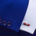 thumbnail image 2 of Gemelos elegantes de sándalo rojo para hombre de acero inoxidable, 2 of 2
