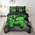 thumbnail image 2 of jejeloiu Teens Gamepad Bedding Comforter Set 7pcs,Modern Gamer Queen Bedding Sets,Green Black Queen Sheet Sets For Boys Kids,Ultra Soft Home Decor Reversible, 2 of 8
