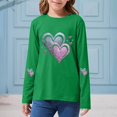 thumbnail image 5 of Girls Graphic Tee Long Sleeve, Green Sparkle Heart Shirt for Kids Kids Tween, Soft Stretchy Play & Casual Top, Sizes 2T-14,Size 9-10 T, 5 of 6