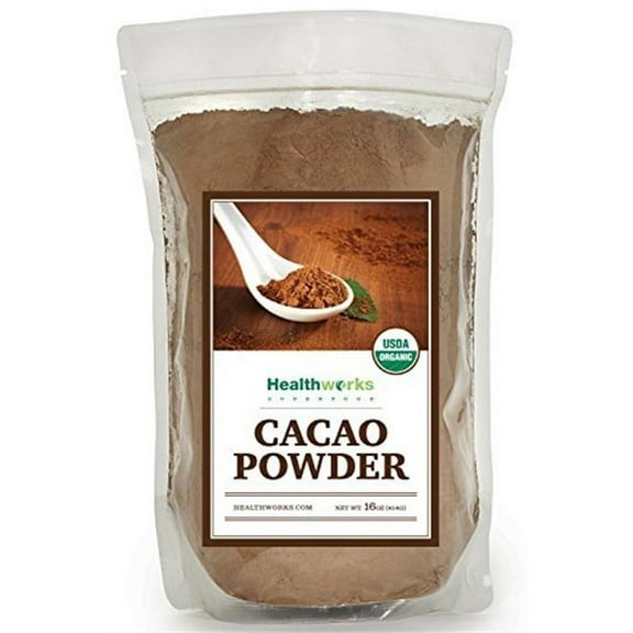 Healthworks Raw Certified Organic Cacao Powder 1 lb (16 oz)