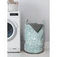 thumbnail image 3 of Abstract Laundry Bag, Chaotic Curls Swirls Irregular Sizes Curvy Graphic Funky Strokes, Hamper Basket with Handles Drawstring Closure for Laundromats, 13" x 19", Blue Grey and Baby Blue, by Ambesonne, 3 of 4