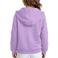 thumbnail image 6 of FAVIPT Girls Zipper Hoodies Side Ribbon Bow Long Sleeve Hooded Sweatshirt with Kangaroo Pocket Casual Cute Loose Hoodie Jacket Purple,10-11Years, 6 of 7